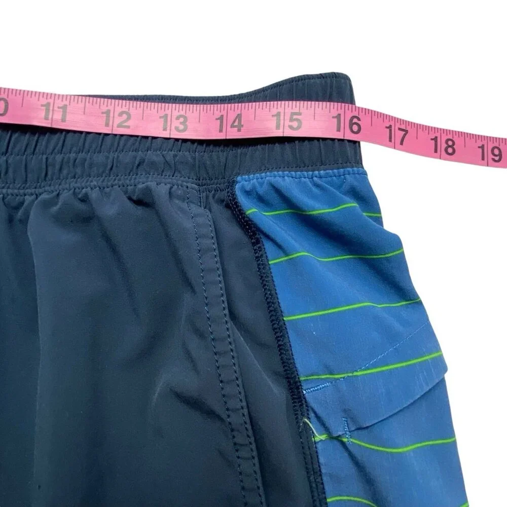 LULULEMON Men No Lining Running Shorts Sz XL Blue Stripe Panel Athletic‎ 94-17